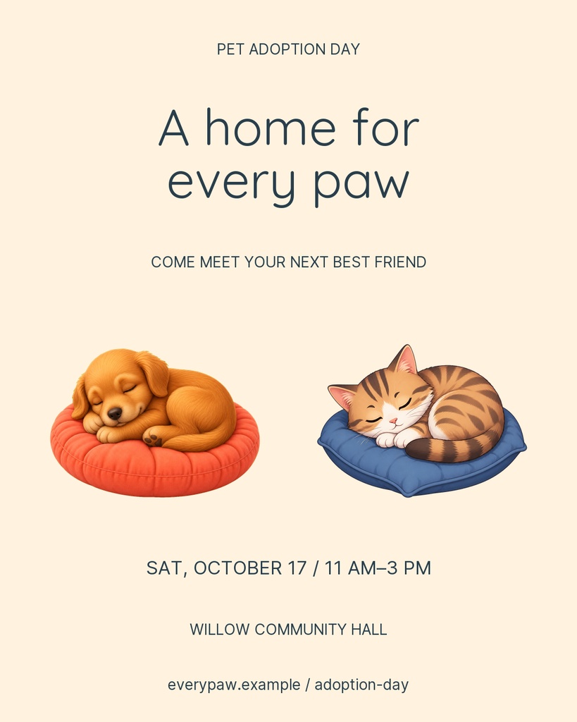 Preview for A Home For Every Paw Portrait Post Template