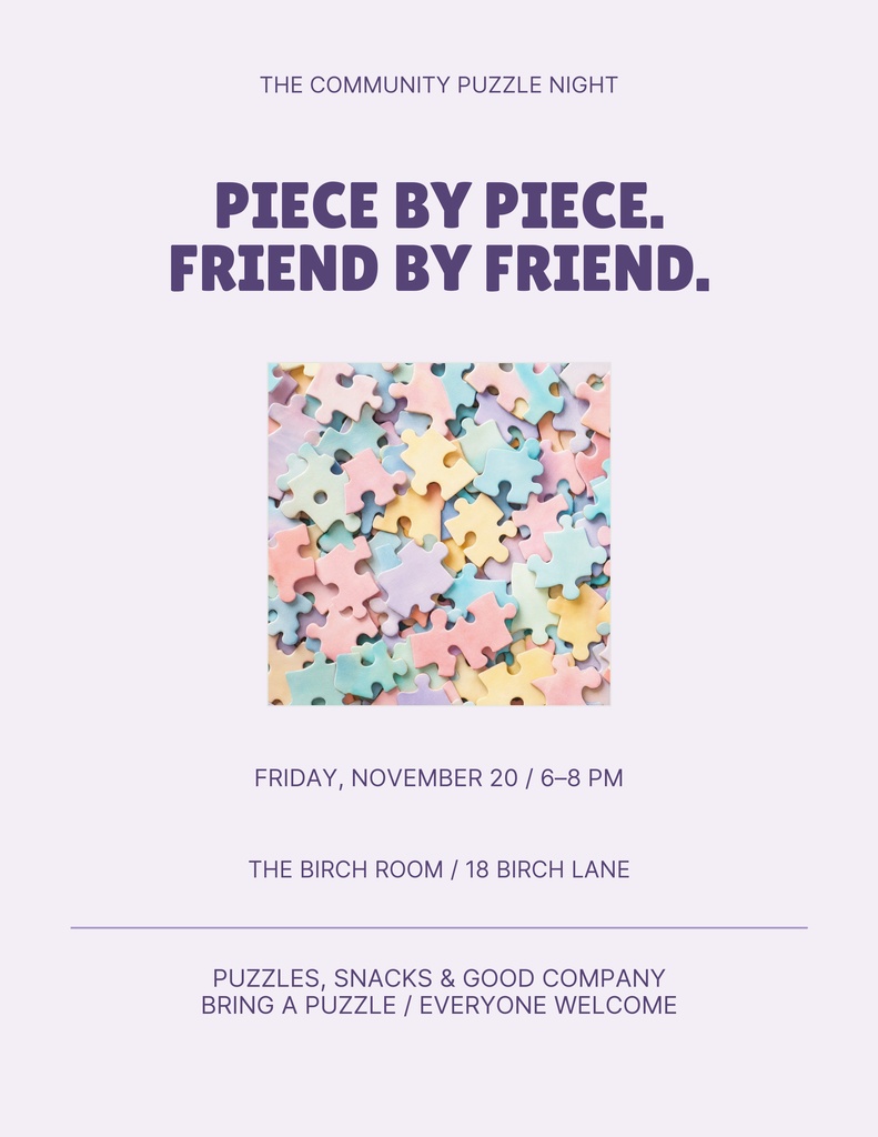 Preview for The Community Puzzle Night Letter Flyer Template