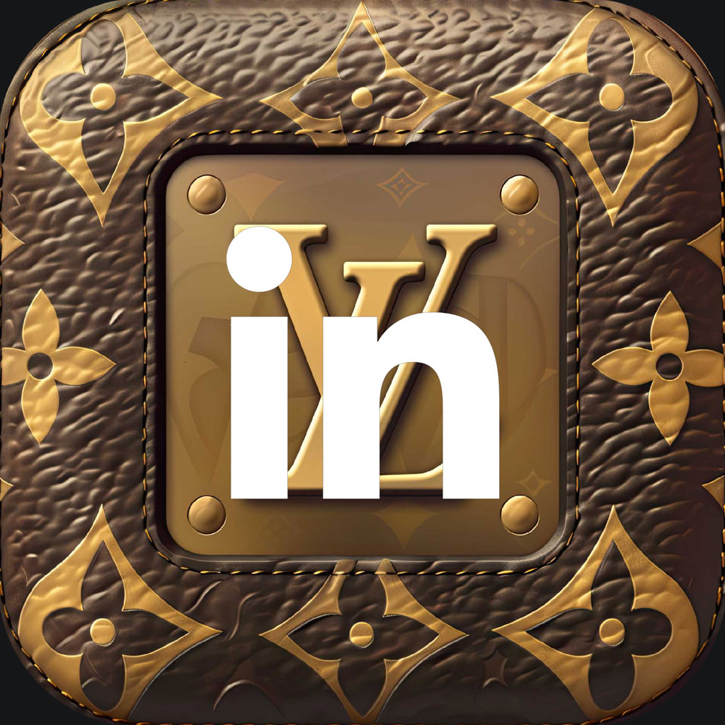 Luxury LinkedIn icon with gold accents