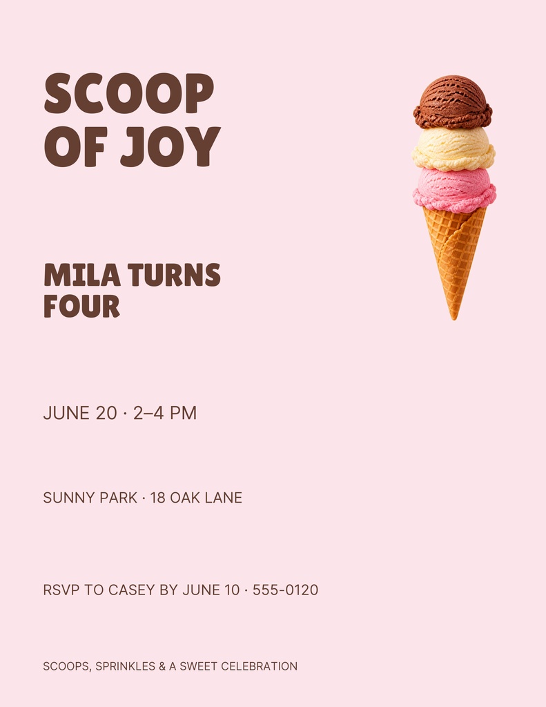 Preview for Scoop Of Joy Letter Flyer Template
