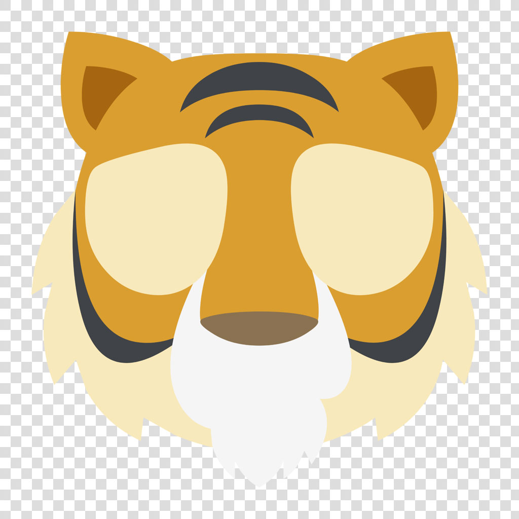 Tiger face with orange and black stripes