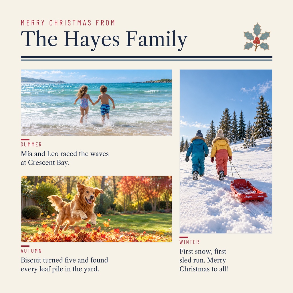 Preview for Our Family Christmas Letter Square Collage Template