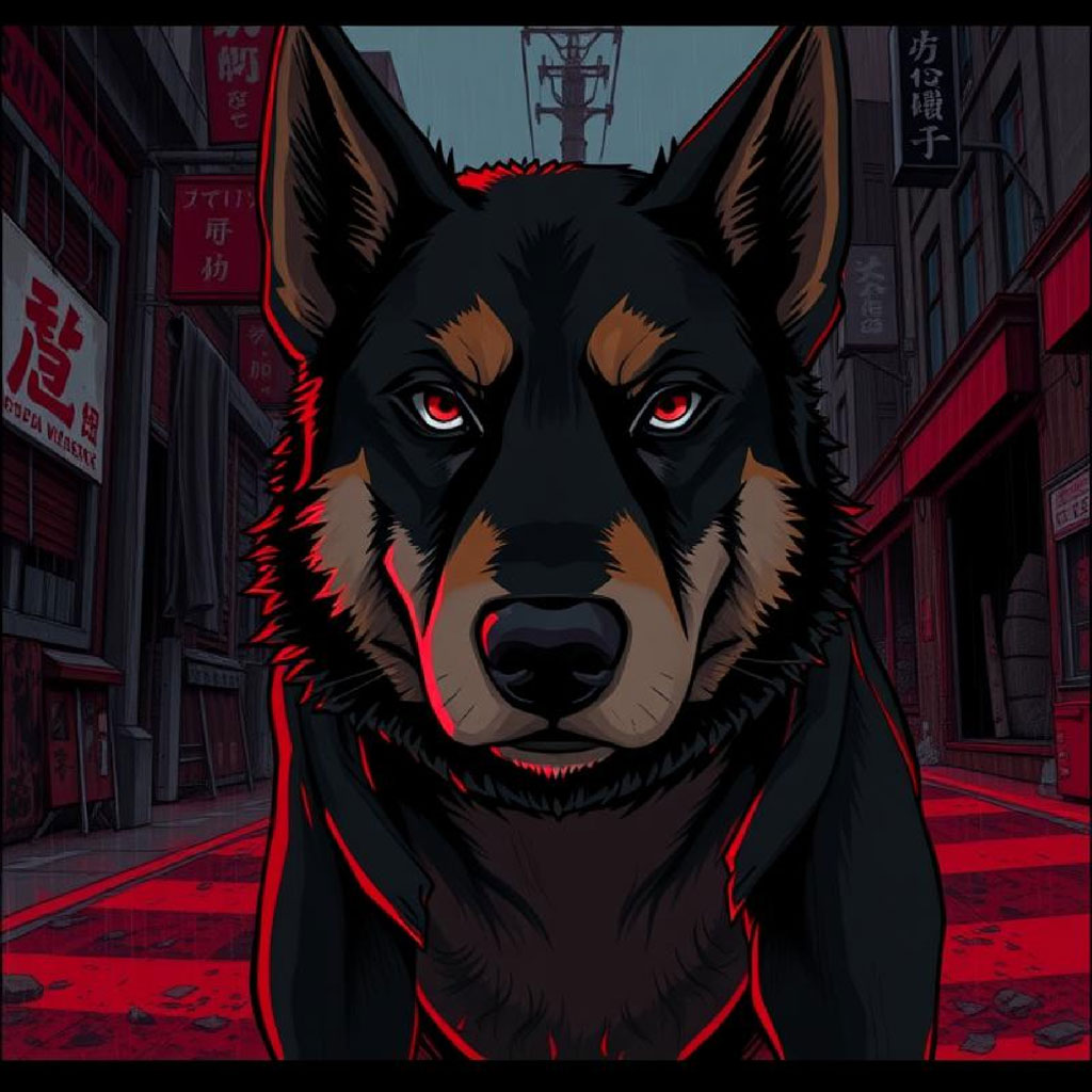 Three anime characters with determined expressions standing together in the rain