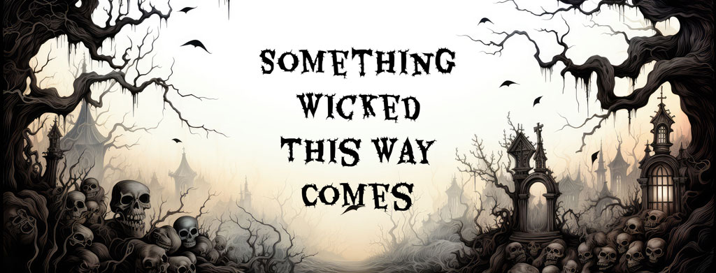 Dark forest with skulls and lantern