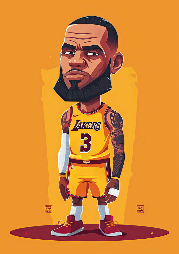 Illustration of LeBron James in Lakers uniform