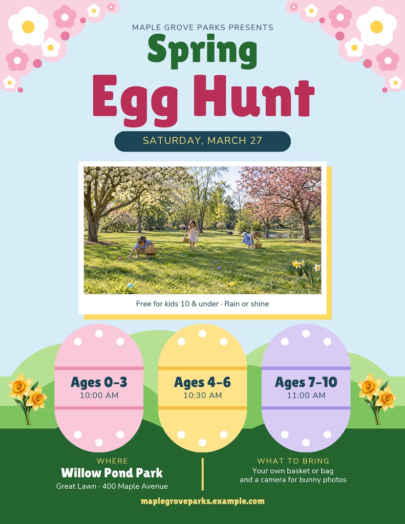 Preview for Spring Egg Hunt In The Park Letter Flyer Template