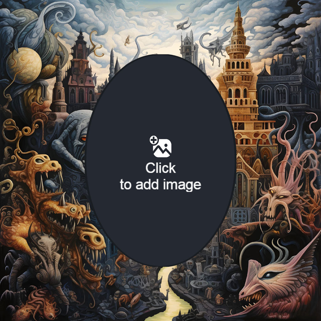 Fantasy cityscape with dragons and gothic buildings