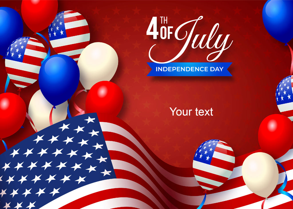 4th of July Independence Day balloons and flag