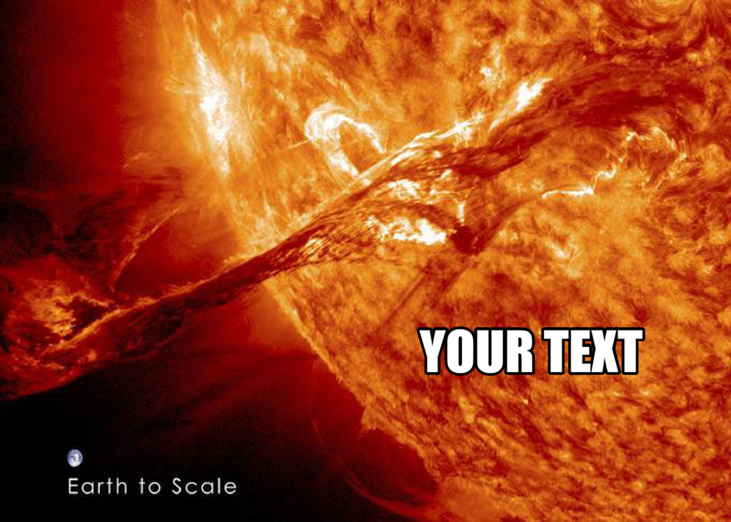 Image of a solar flare with Earth to scale