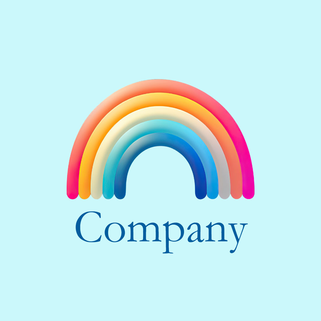 Company logo with a multicolored rainbow