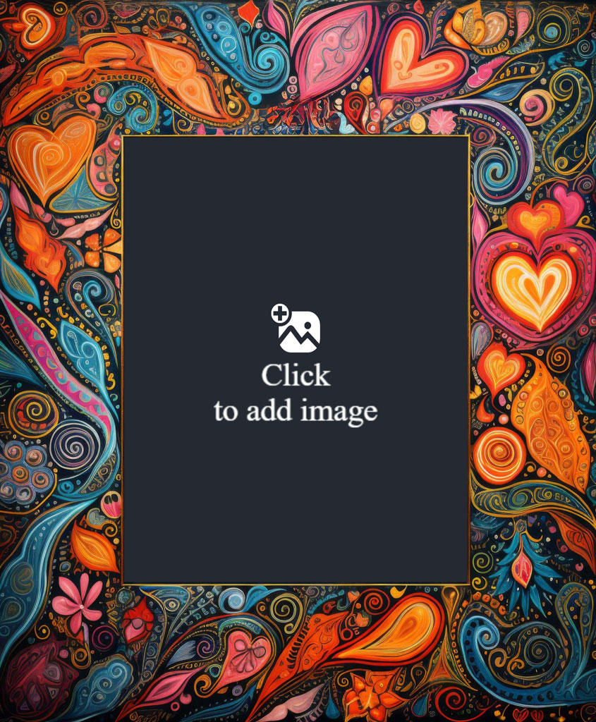 Ornate frame with hearts and flowers