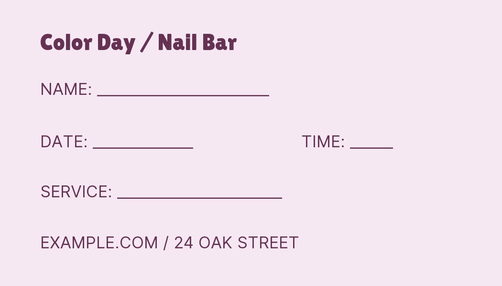 Preview for Color Day Nail Bar Appointment Card Template