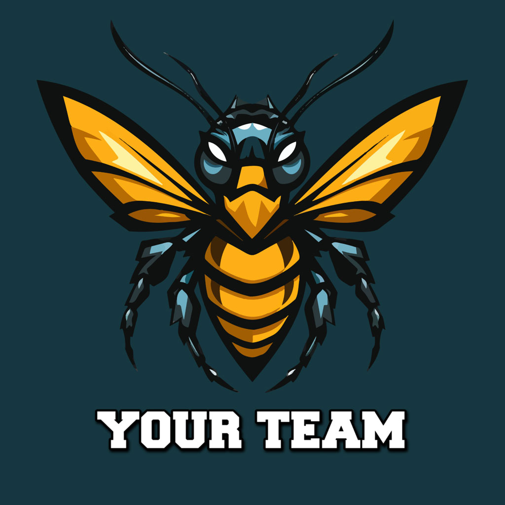 Stylized wasp logo with yellow and black stripes