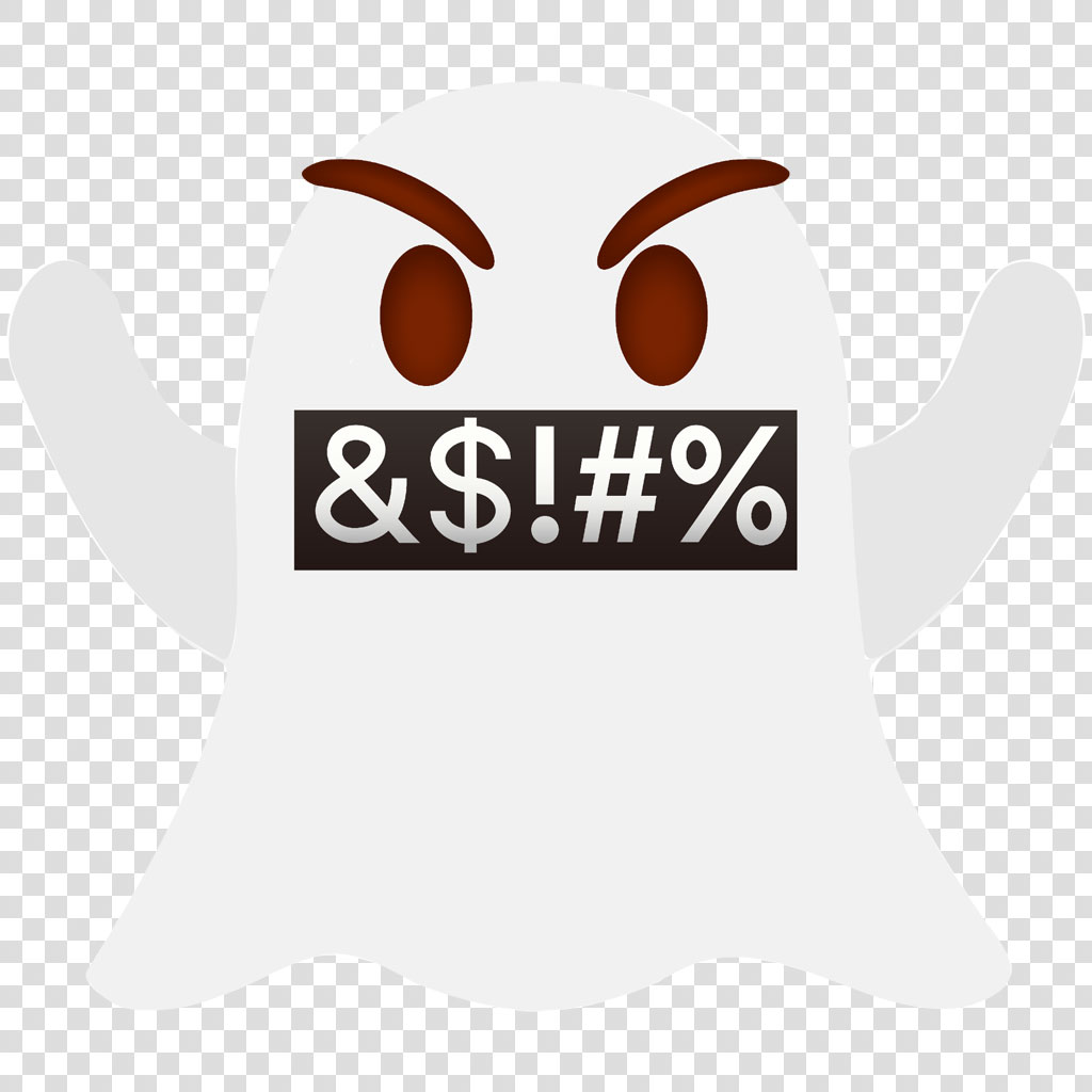 Angry ghost with censored mouth