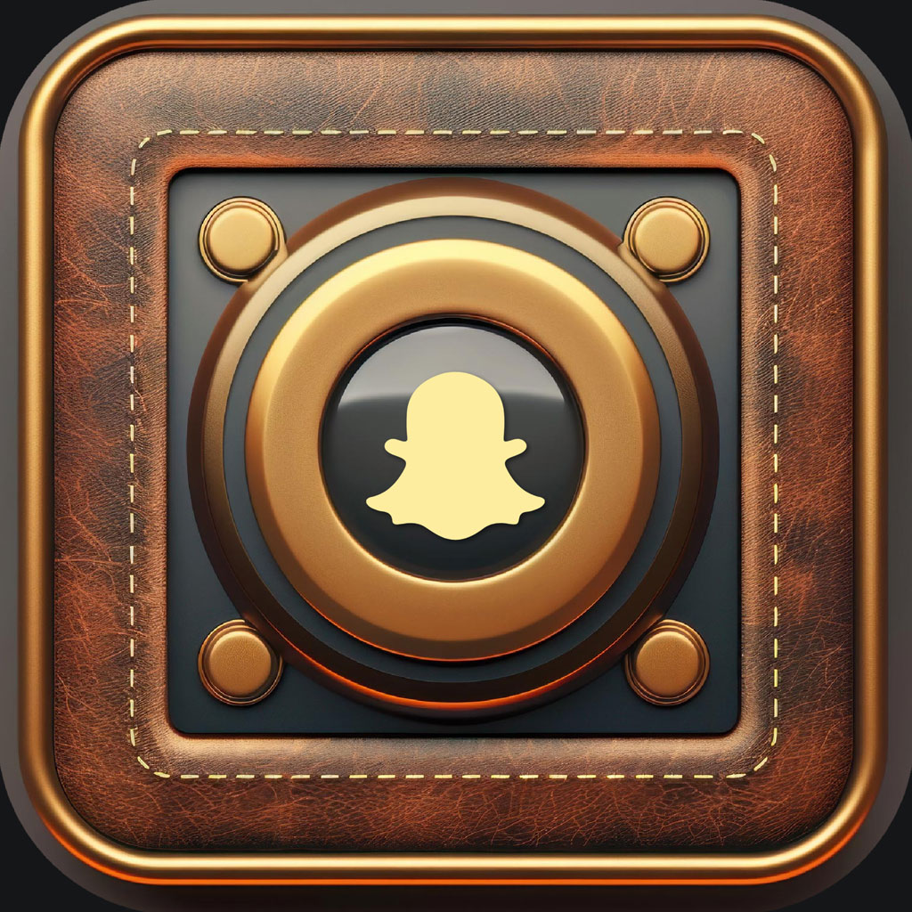 Luxury Snapchat icon with leather and gold design