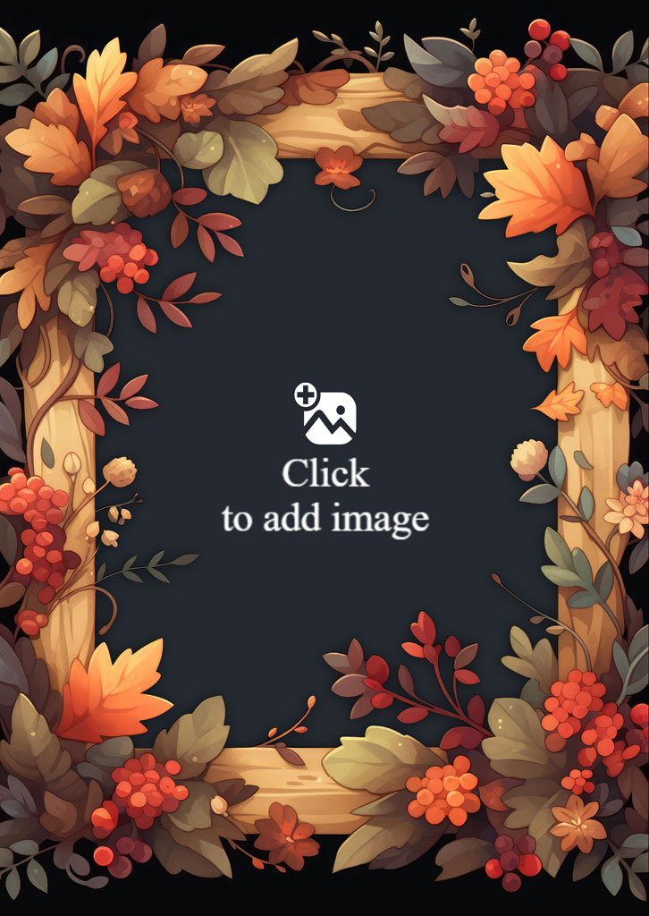 An autumn floral frame with orange and red flowers on a dark background