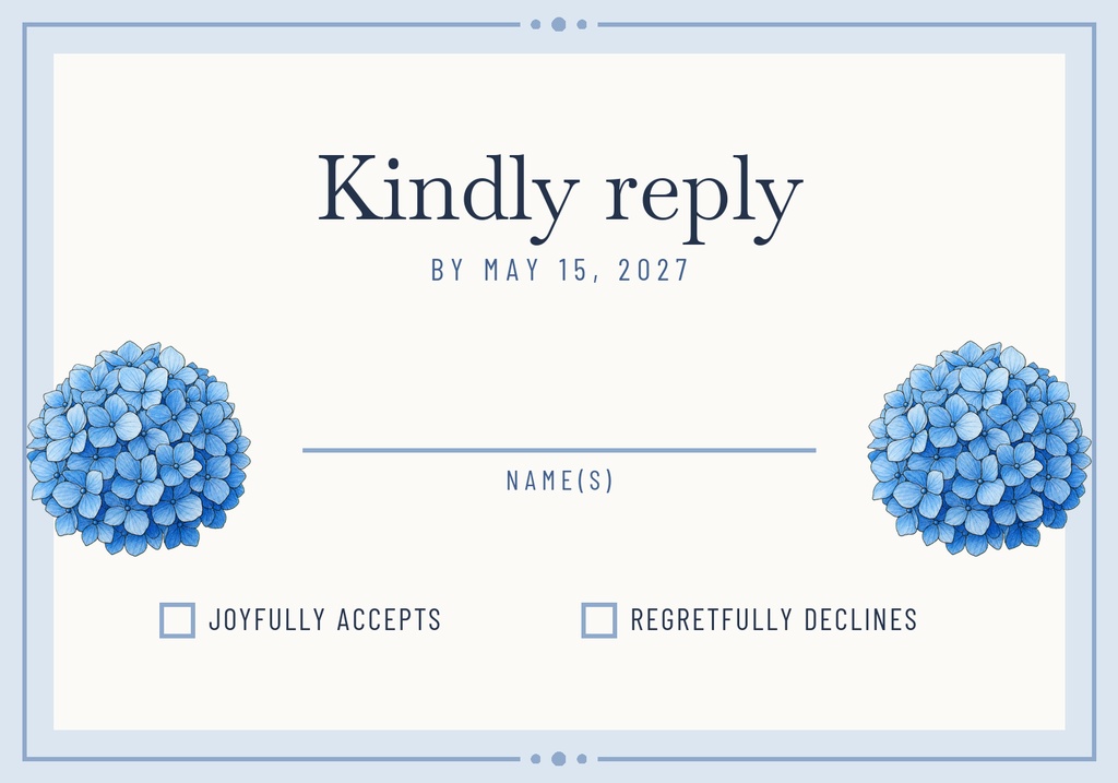 Preview for Blue Hydrangea Wedding Rsvp Card Template