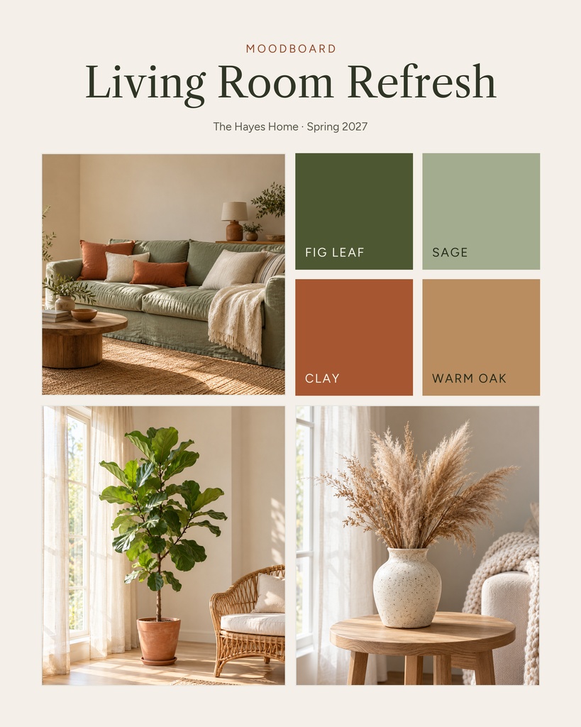 Preview for Living Room Refresh Moodboard Memory Page Template