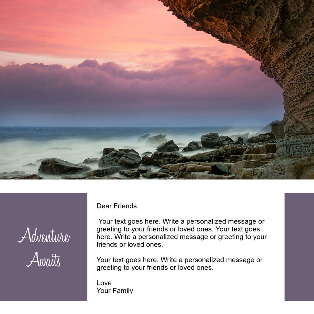 Rocky coastline with a natural arch at sunset