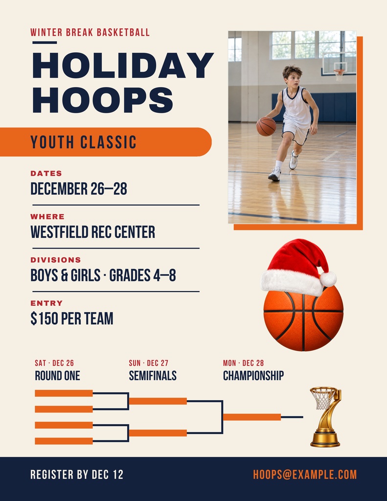 Preview for Holiday Hoops Classic Letter Flyer Template