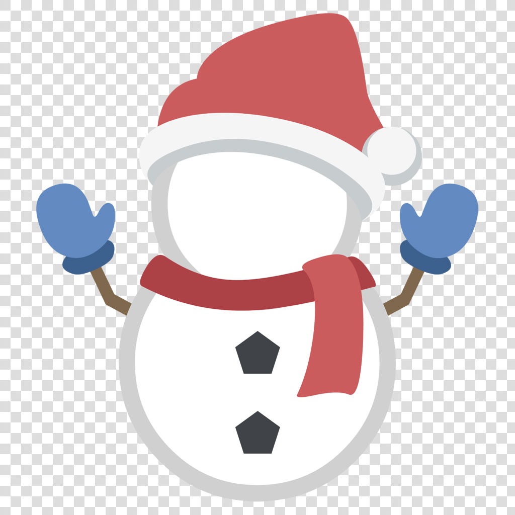 Cartoon snowman with red hat and scarf