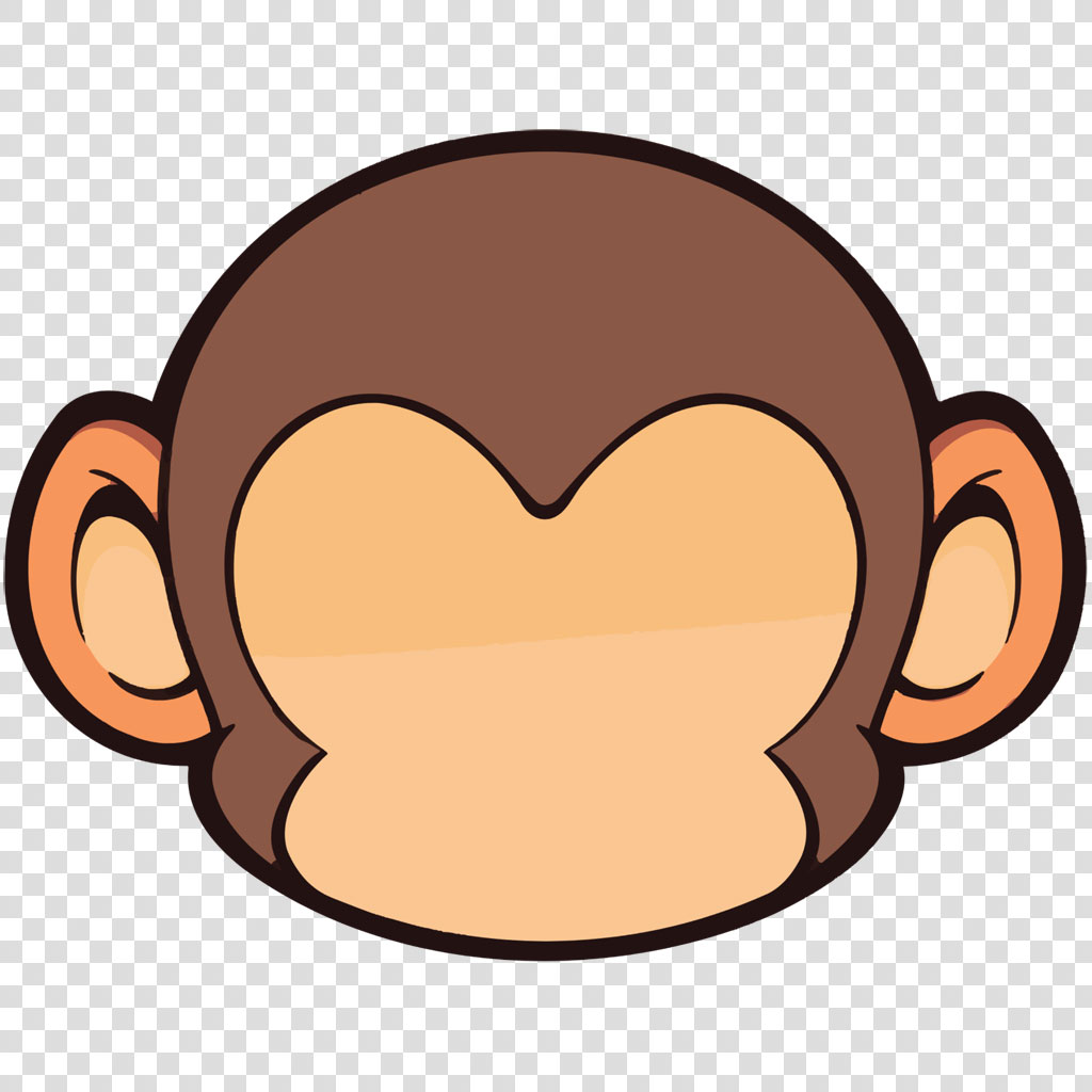 Cartoon monkey face with blank expression