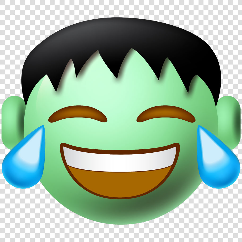 Green laughing emoji with tears
