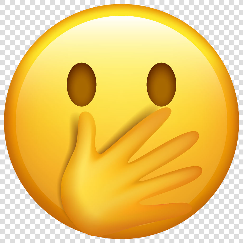 Yellow face with hand covering mouth