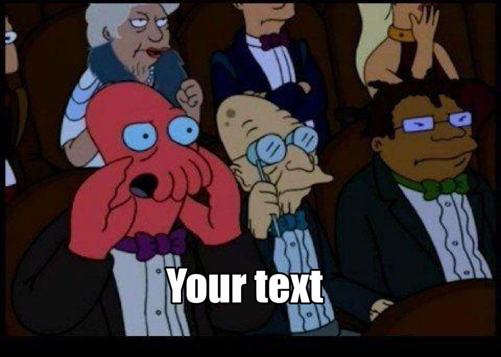 Cartoon characters in formal attire reacting negatively