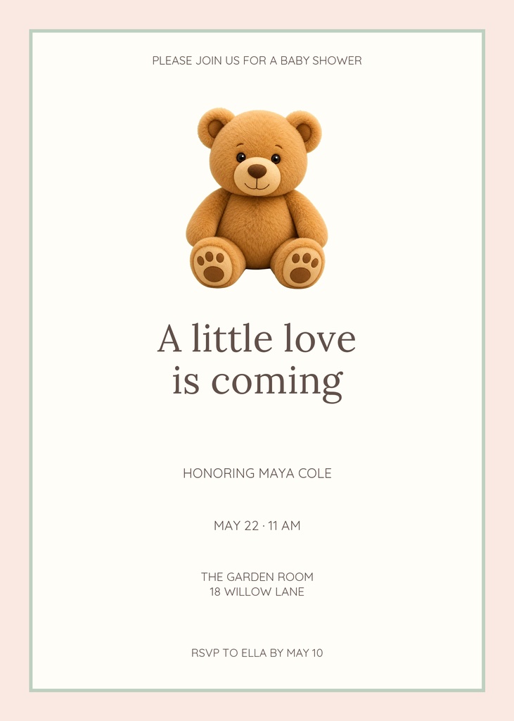 Preview for A Little Love Is Coming 5 × 7 Invitation Template