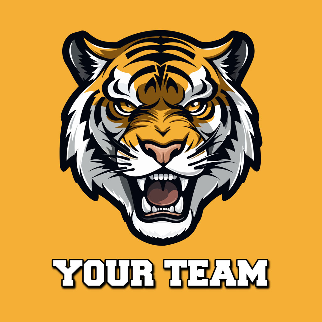 Tiger head logo with open mouth and 'YOUR TEAM' text