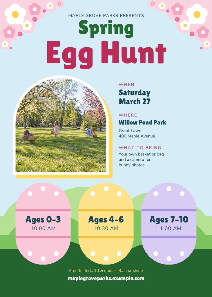 Preview for Spring Egg Hunt In The Park 5 × 7 Invitation Template