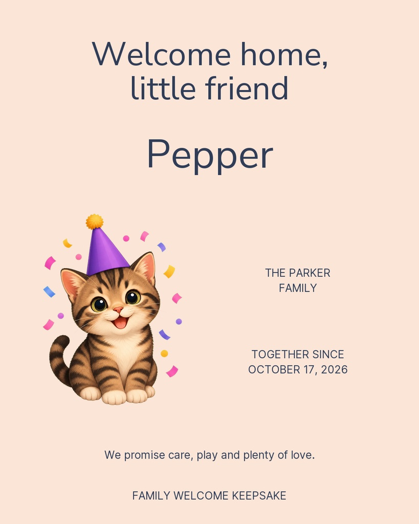 Preview for Welcome Home Little Friend Portrait Post Template