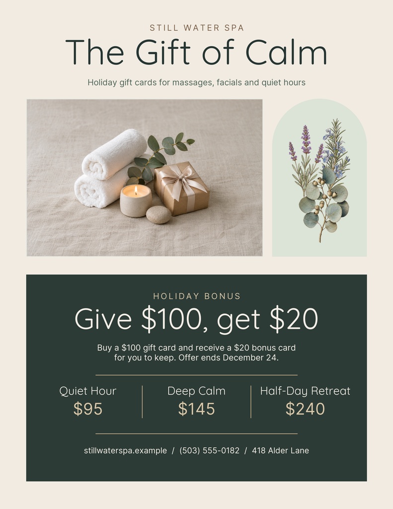 Preview for The Gift Of Calm Letter Flyer Template