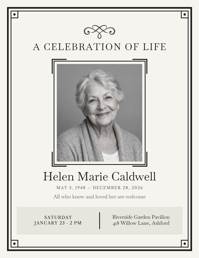 Preview for A Celebration Of Life Letter Flyer Template