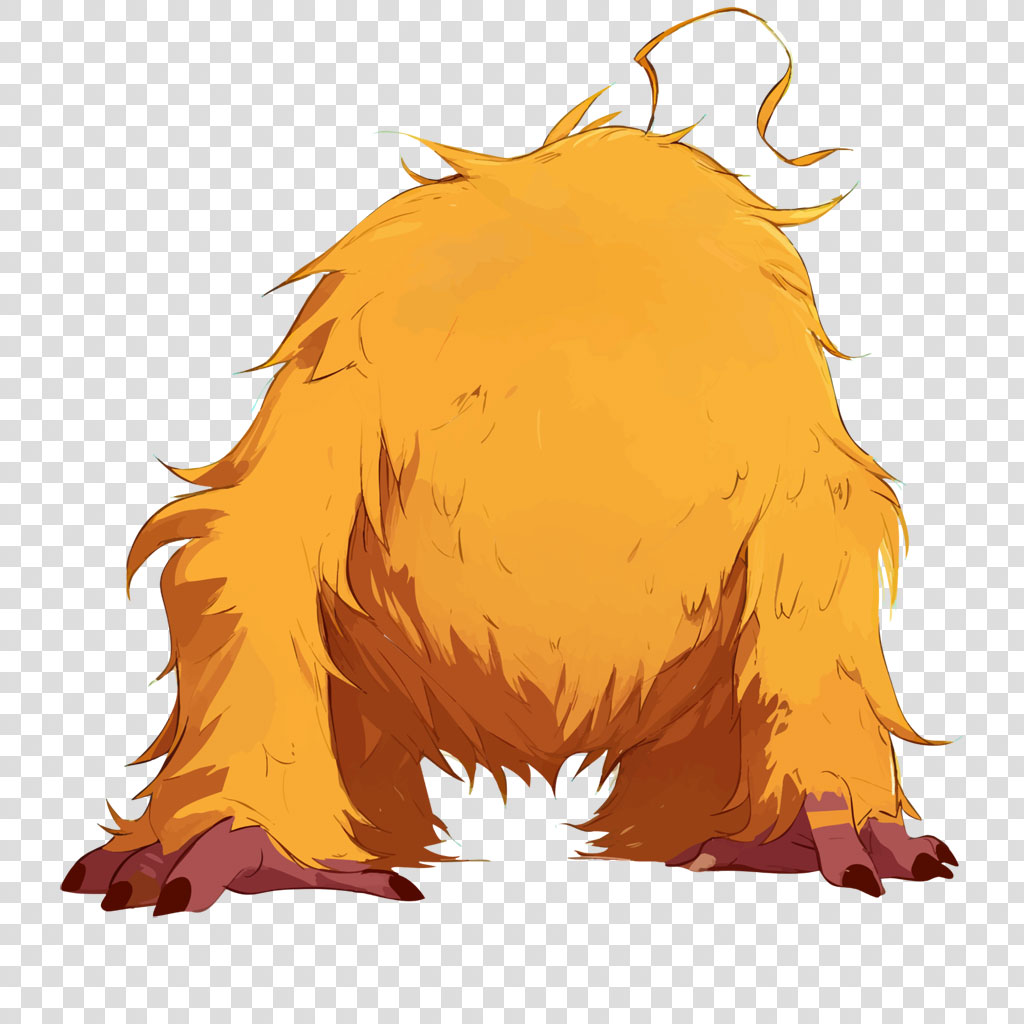 Arcanine's back view with fluffy orange fur