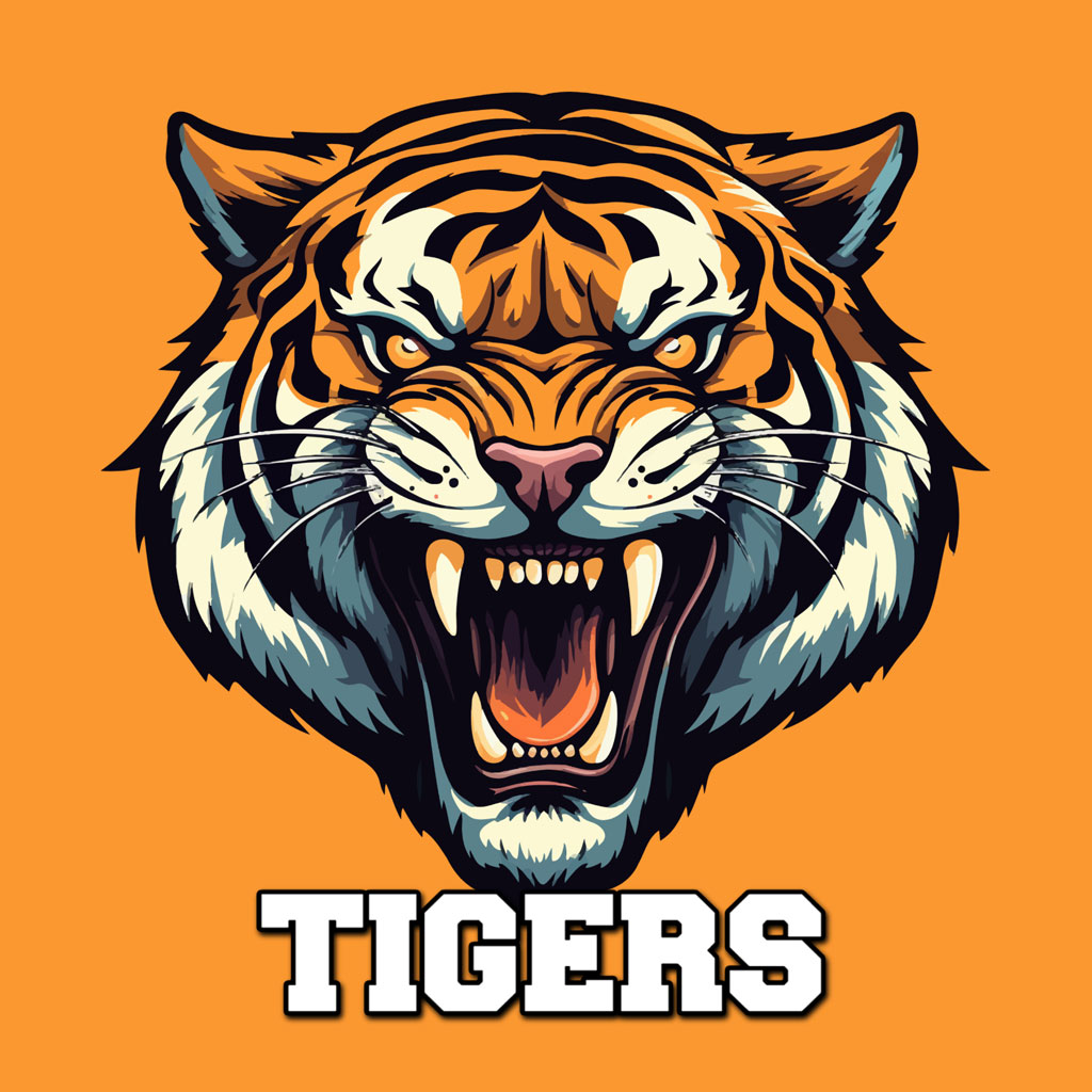 Illustration of a tiger's head with an open mouth