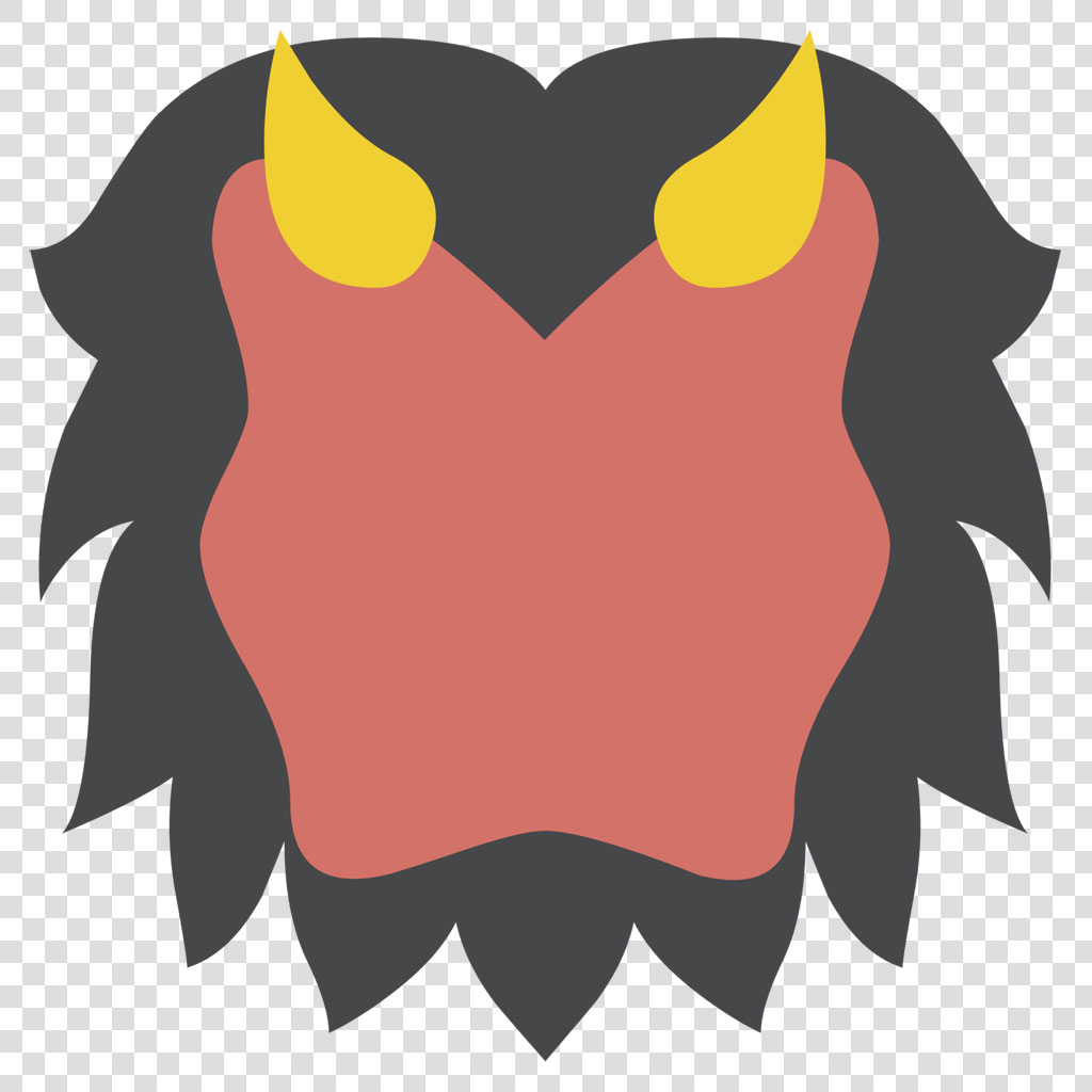 A graphic illustration of a monster's face