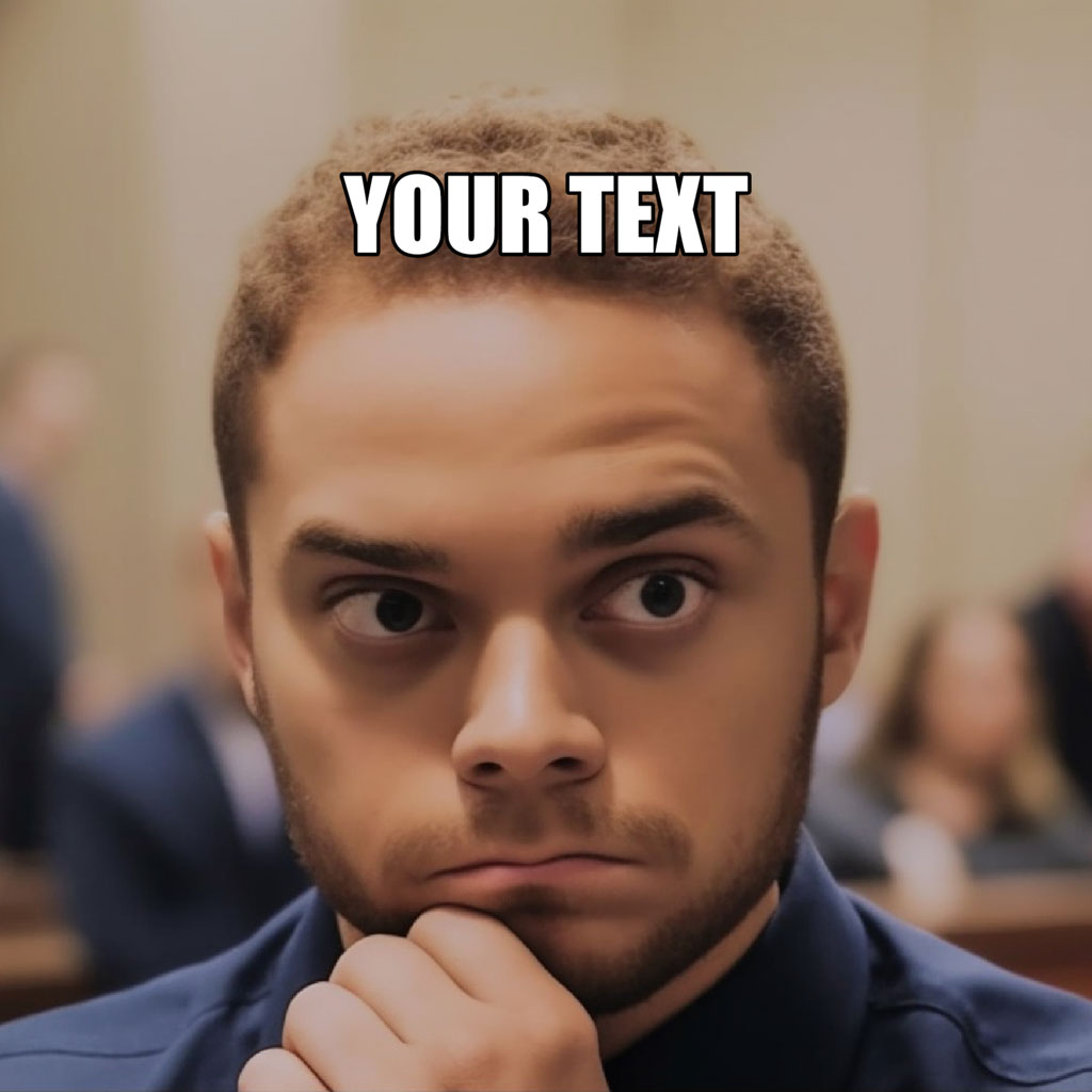 Man with a skeptical expression and hand on chin