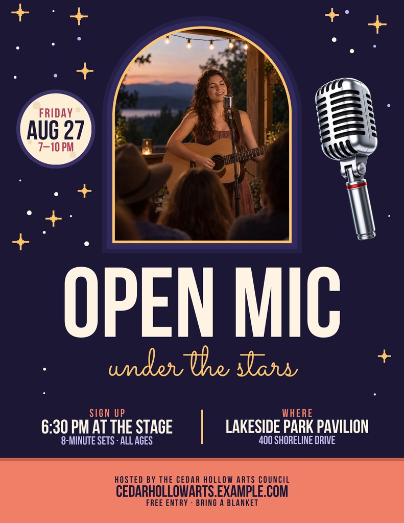 Preview for Open Mic Under The Stars Letter Flyer Template