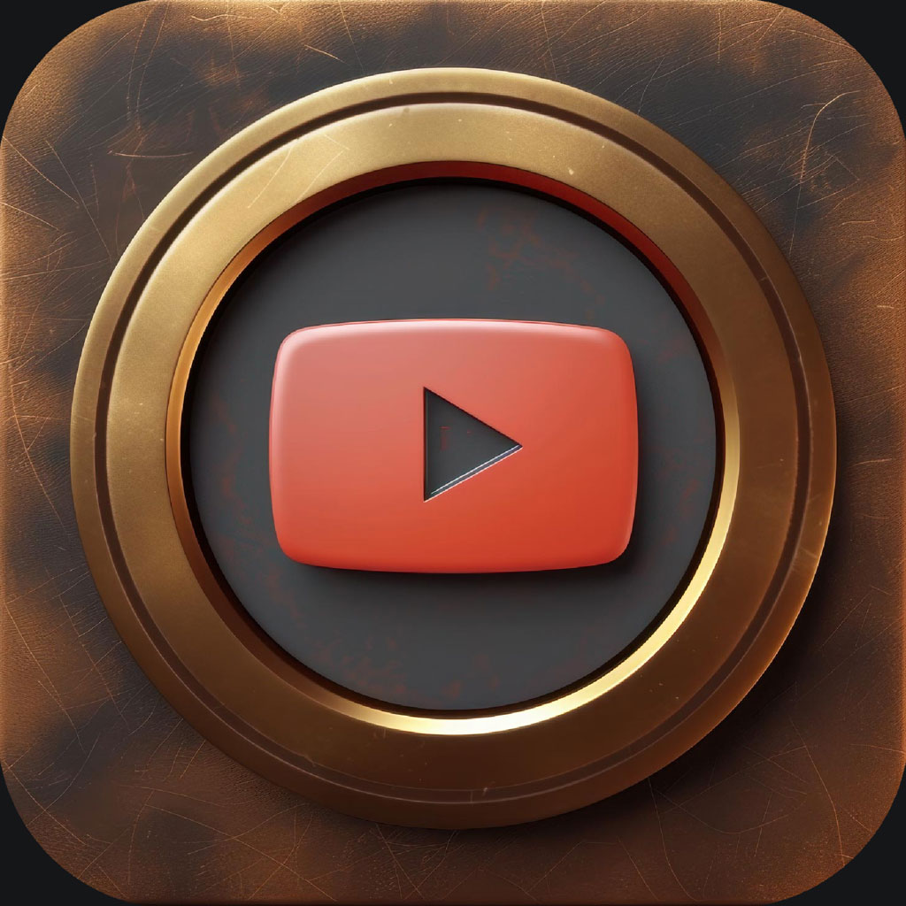 YouTube logo with gold border
