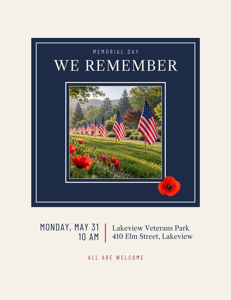 Preview for We Remember This Memorial Day Letter Flyer Template