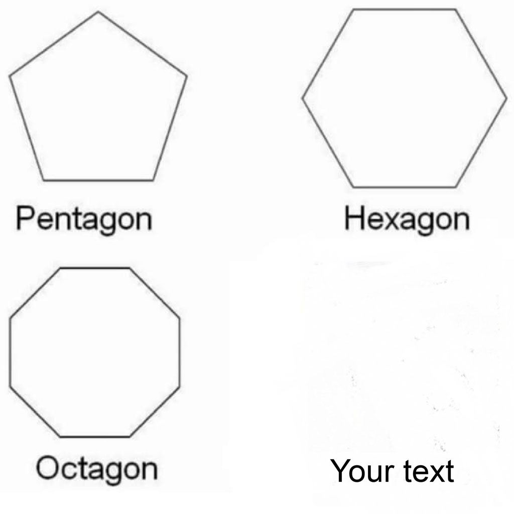 Diagram showing pentagon, hexagon, and octagon shapes