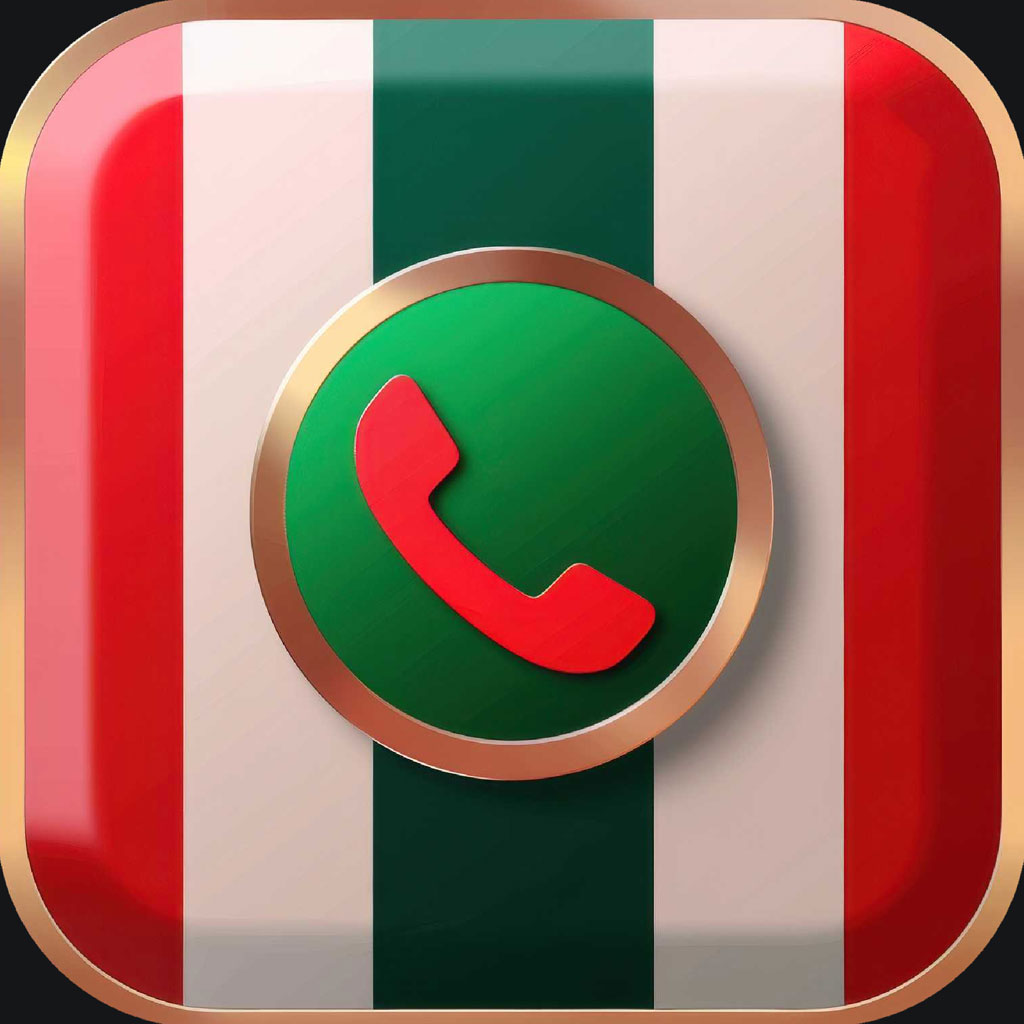 Mexican phone app icon with green phone on flag background
