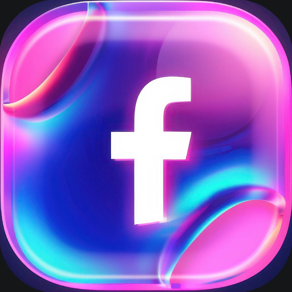 Facebook icon with white 'f' on a colorful background