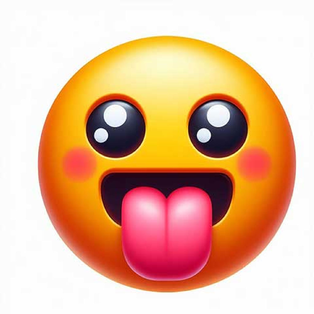 Yellow emoji with tongue out and winking eyes