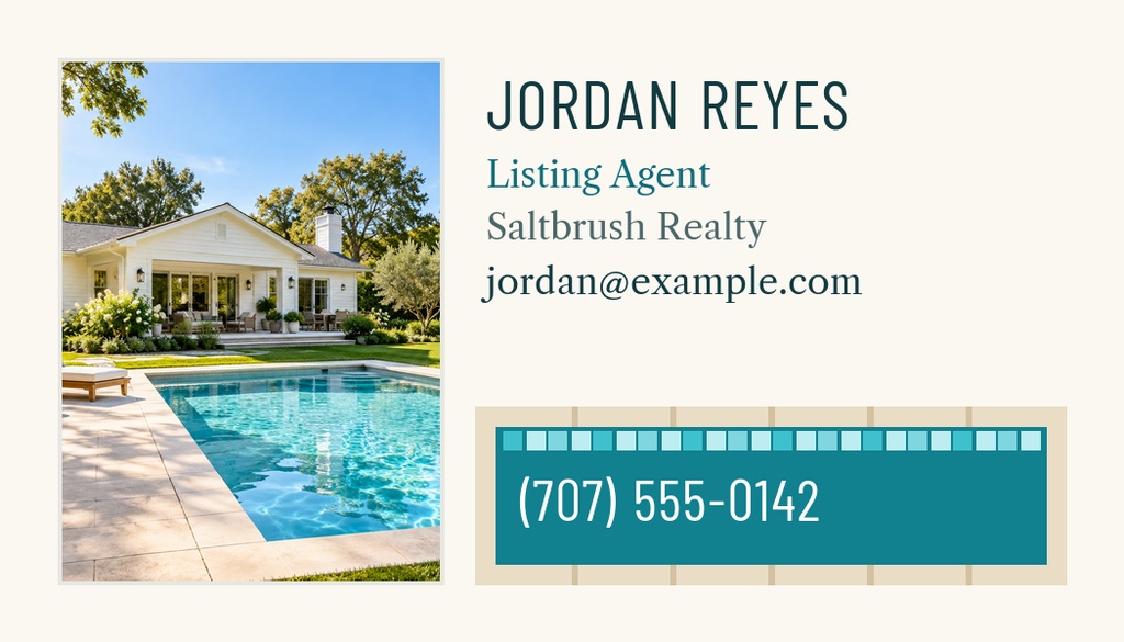 Preview for The Poolside Bungalow Listing Agent Contact Card Template