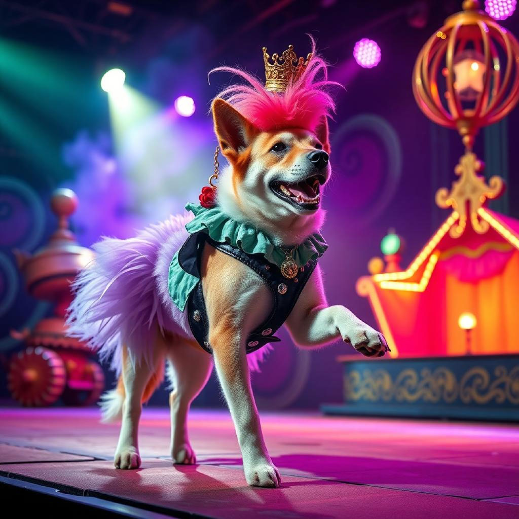 Woman dancing on stage with pink and white costume