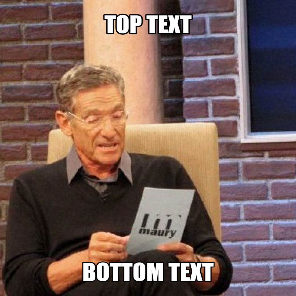Maury Povich sitting in a chair, holding a card with 'maury' on it