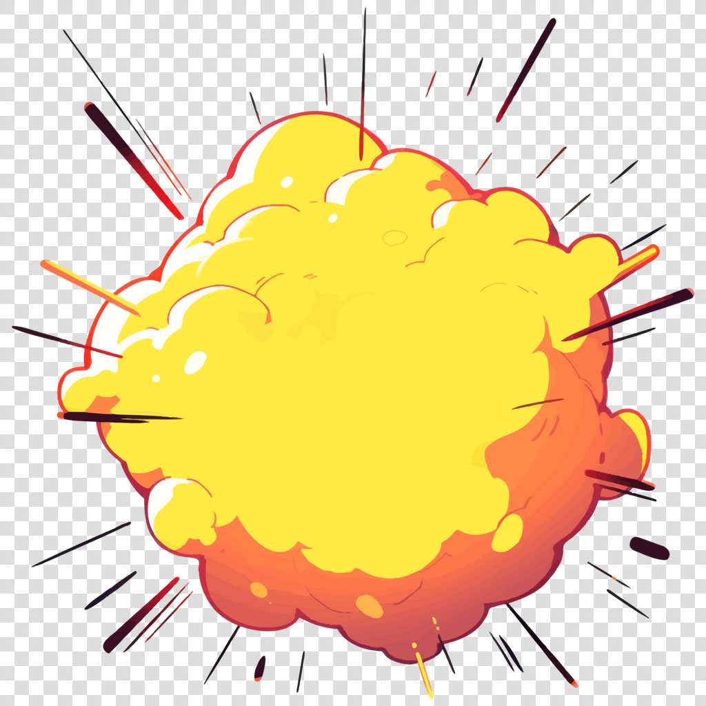 Cartoon explosion with yellow and orange colors